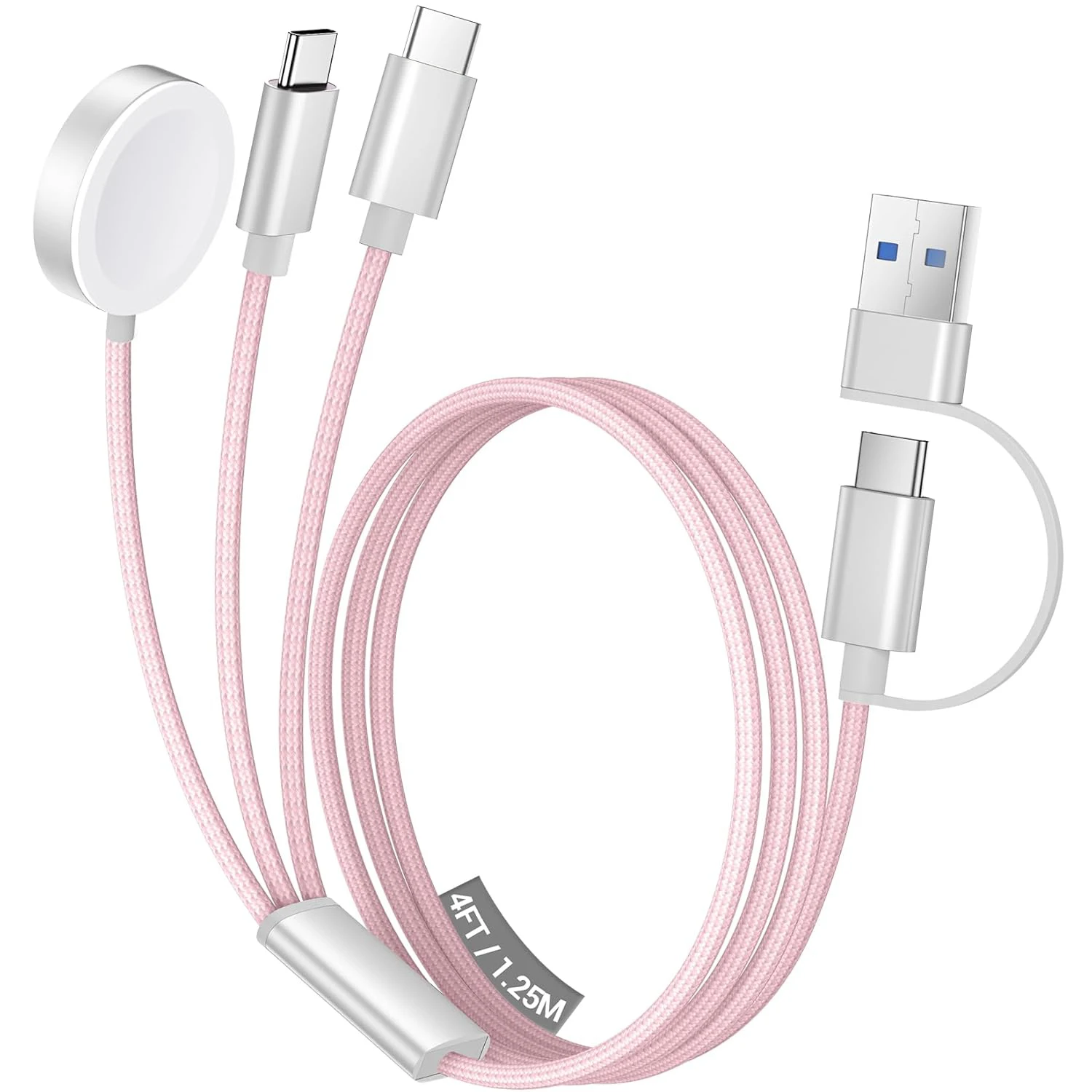 Enhanced Multi-Device Fast Charging Cable with Magnetic Wireless Charger Functionality for Smartwatches and Smartphones