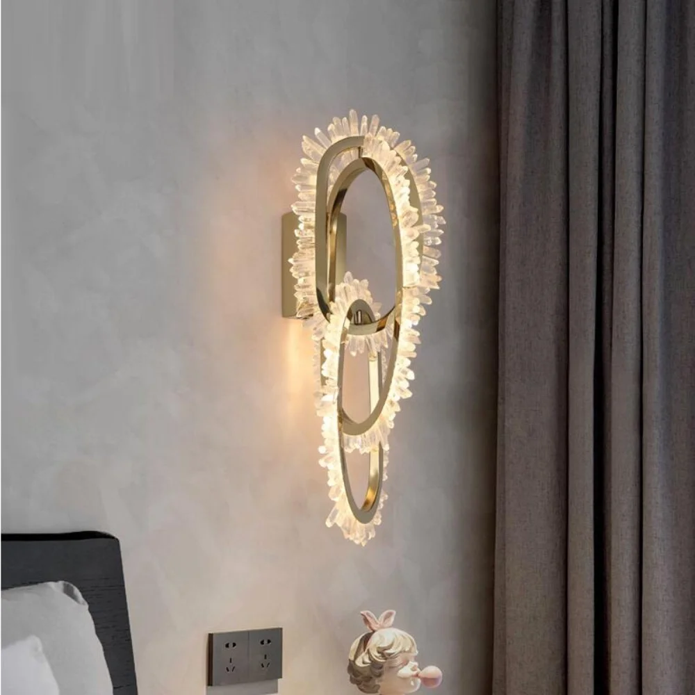 Living room wall lamp luxury crystal lighting stainless steel handmade designer profiled wall decorative lamps