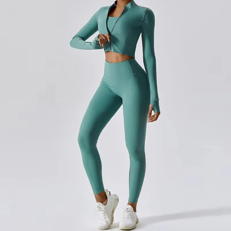 Yoga Set 3Pcs Sports Set Women Workout Suit Quick-Drying Yoga Clothes Gym Jackets Sportswear Female Running Jackets Women yoga set sports set gym workout set sportswear set fitness set