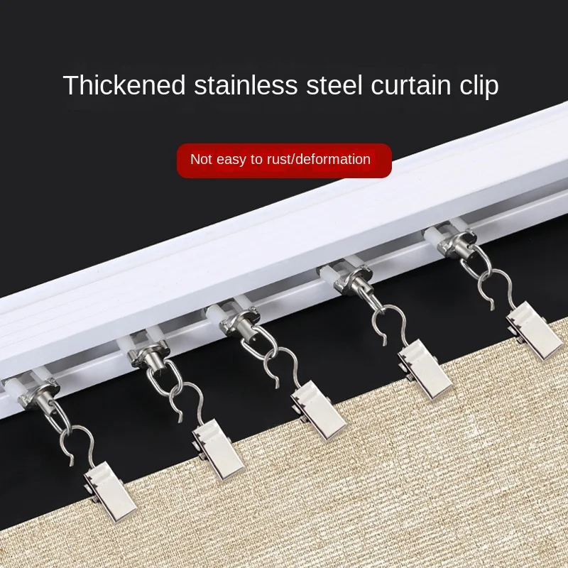 Stainless Steel Curtain Clip Holder Accessories Buckle Shower Curtain Bed Curtain Rod Hanging Hook Ring Clip Metal Opening Clip