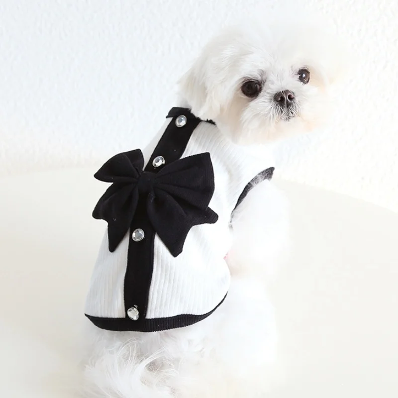 Vestido de luxo para cães pequenos com laço saia de princesa_voghion.com