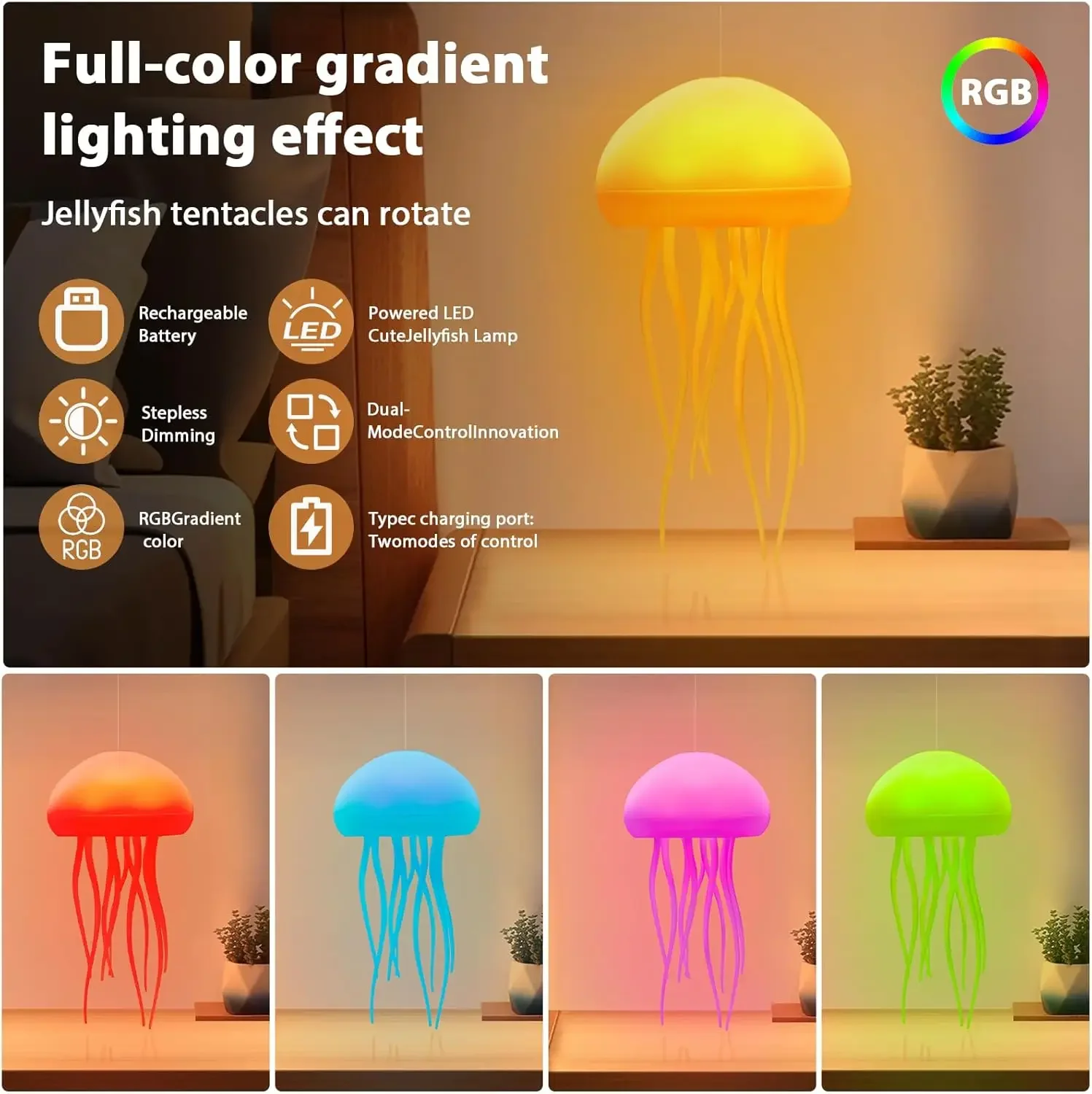 Sound reactive jellyfish lamp