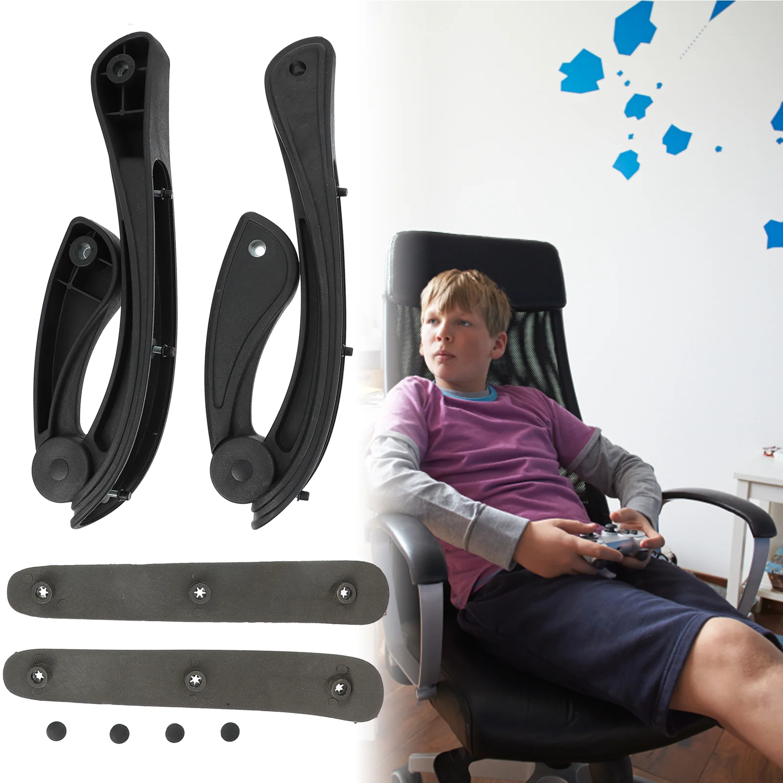 1 Set Office Chair Handle Armrests Swivel Chair Grip Handles Chair Armrest Replacement Supplies （ Black ）
