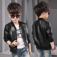 Leather Jacket (Kids Warm Fleece Lined Winter Coat)
