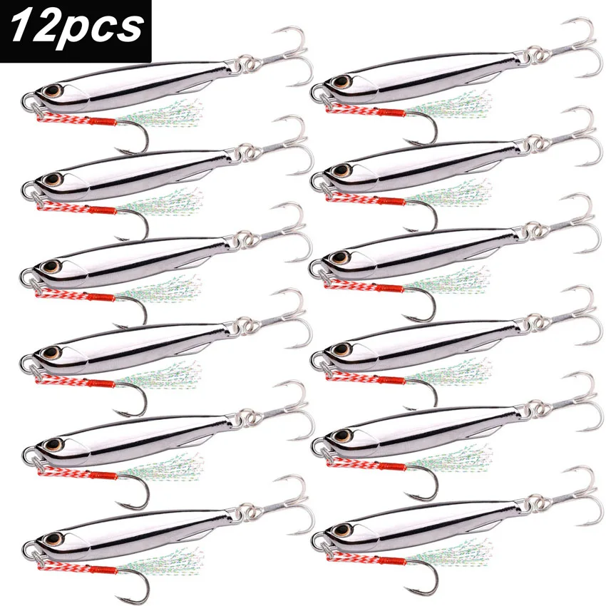 Lot de 5 leurres de pêche en métal - Leurres de pêche verticaux - Cuillères de pêche en