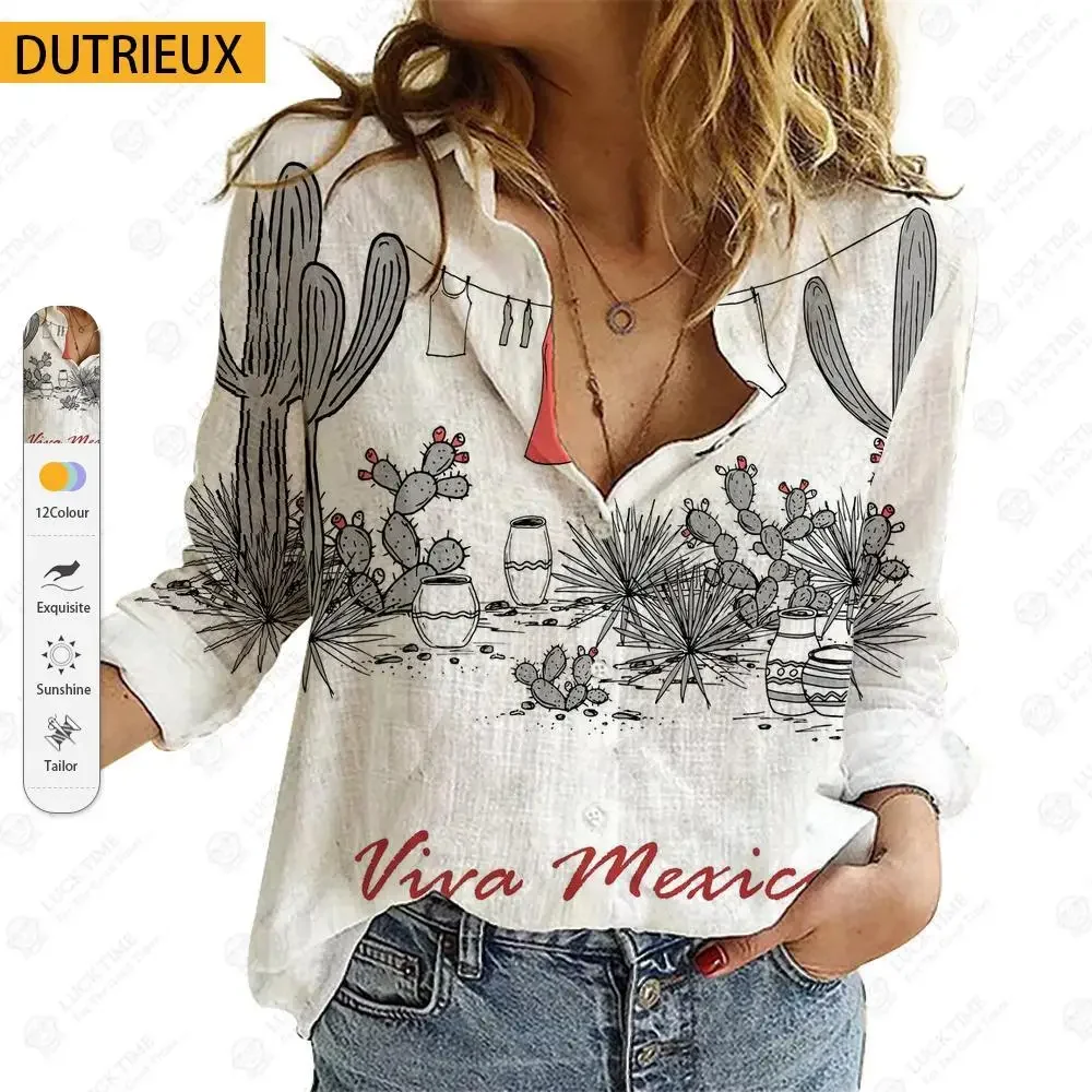 

Ladies Shirt Autumn Funny 3D Printed Long-Sleeved Big Size Woman Shirts Minimalist Loose Fit Slight Strech Regular STANDARD