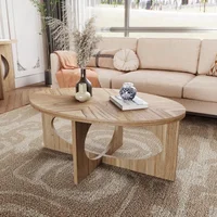 Wooden Oval Coffee Table, Woods Coffees Tables for Living Room, Oval Rustic Wood Center Coffees Tables, Coffee Table 2