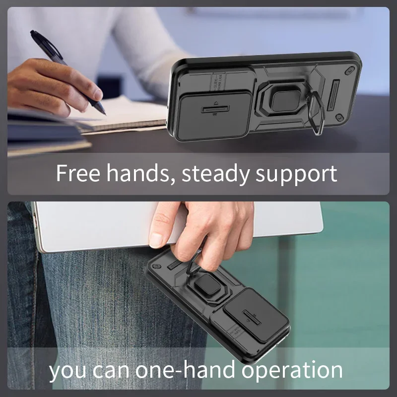 Coque étui HONOR 200 LITE - Housse Antichoc Magnétique Avec Anneau - Armor Ring Stand - Noir