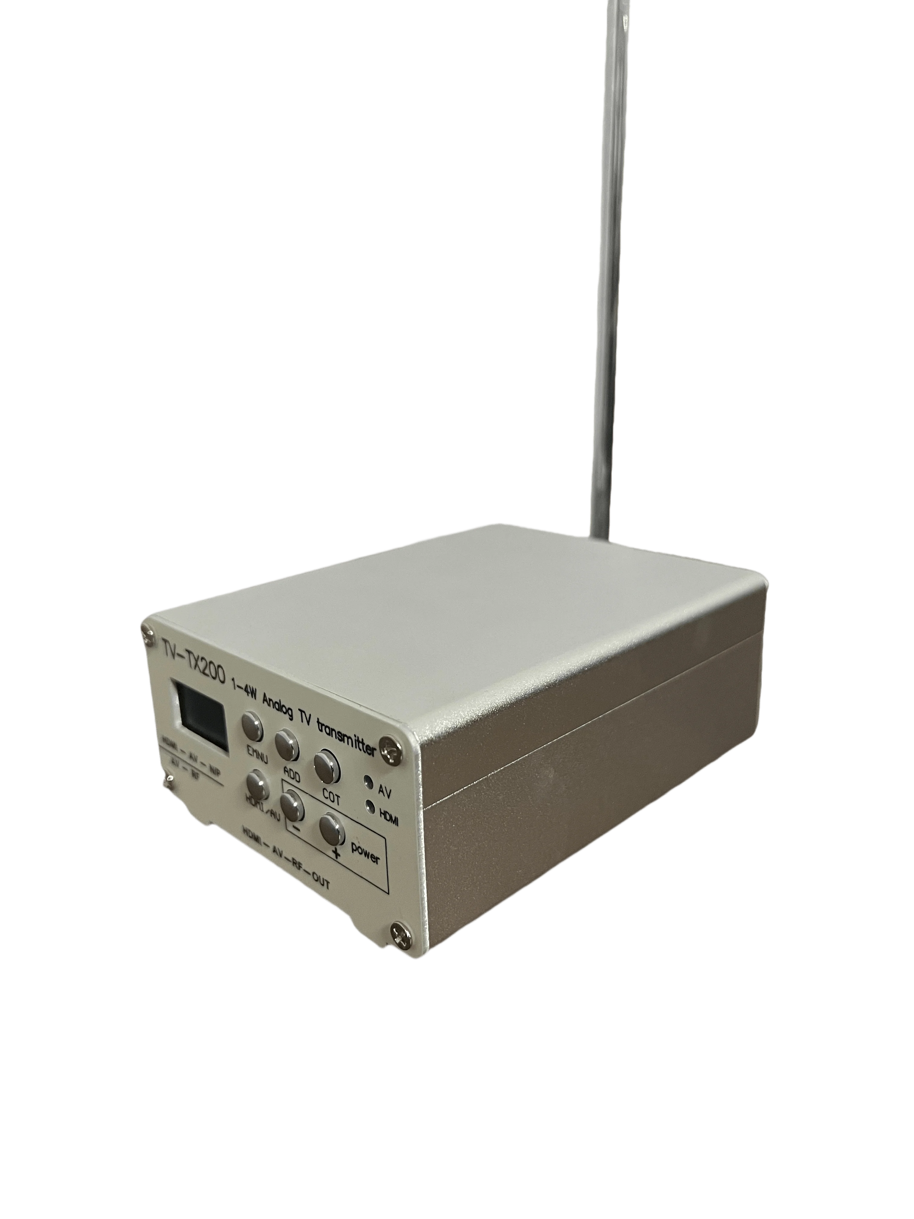 2W analog TV transmitter VHF/UHF frequency band selectable transmitter frequency power adjustable supports HDMI/CVBS signal inpu