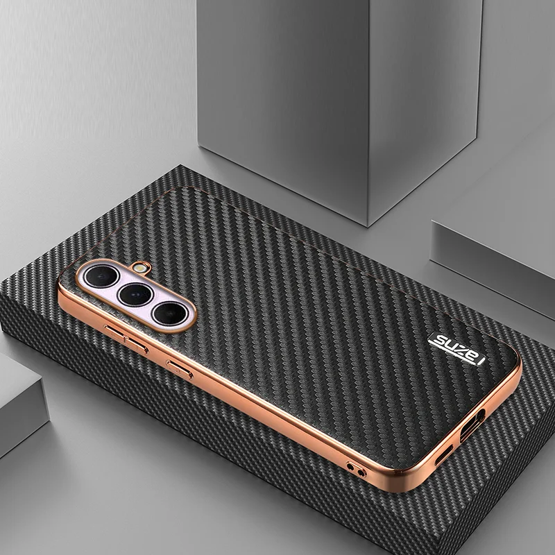 Enhanced Carbon Fiber Armor Hybrid Phone Case - Durable Back Cover with Sleek Design
