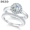 DEZO All Moissanite Engagement Rings Set For Her Total 1.42ct Solid 925 Silver Round Cut VVS D Color GRA Certificate 1