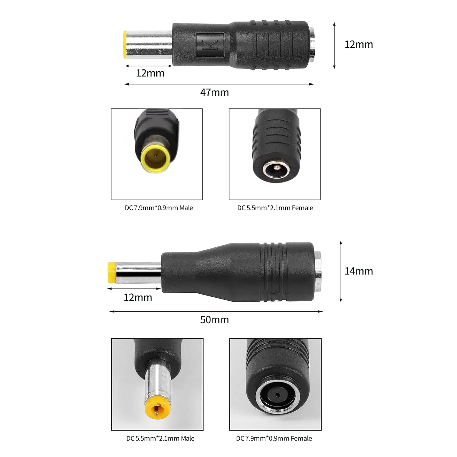 DC Power Plug Connector Male DC 7909 to Female 5.5mm X 2.1mm and Male 5.5mm x 2.1mm to Female DC7909 Connectors 2pack rf coaxial connector
