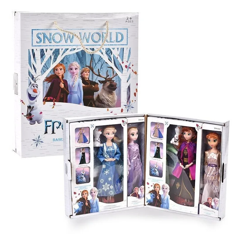 

Disney FROZEN Anime Elsa and Anna Barbie Doll Handheld gift box children birthday gifts model Action Figure girl toys wholesale