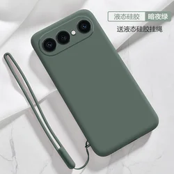 Liquid Silicone Shockproof Phone Case with Strap and Matte Finish for VIVO S50Pro mini (Green)