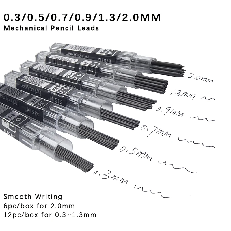 Creative 0.3/0.5/0.7/0.9mm Transparent Mechanical Pencils Set With Leads, Sketch Writing Automatic Pencil for Office Stationery 3