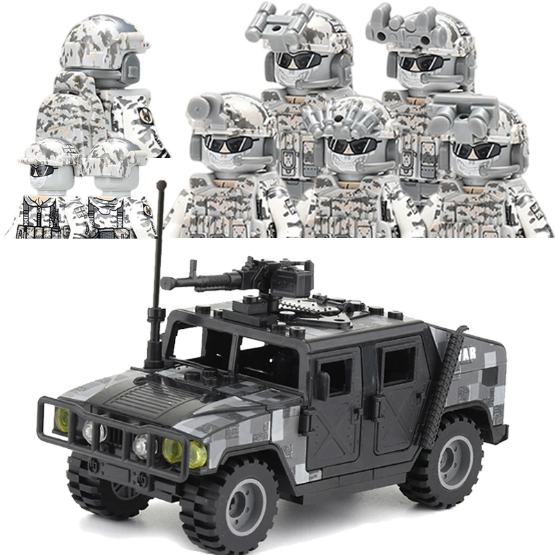 City Police British Snow Forze Speciali Building Blocks Swat Ghost Army Soldier Commando Figure Armi Militari Mattoni Giocattoli