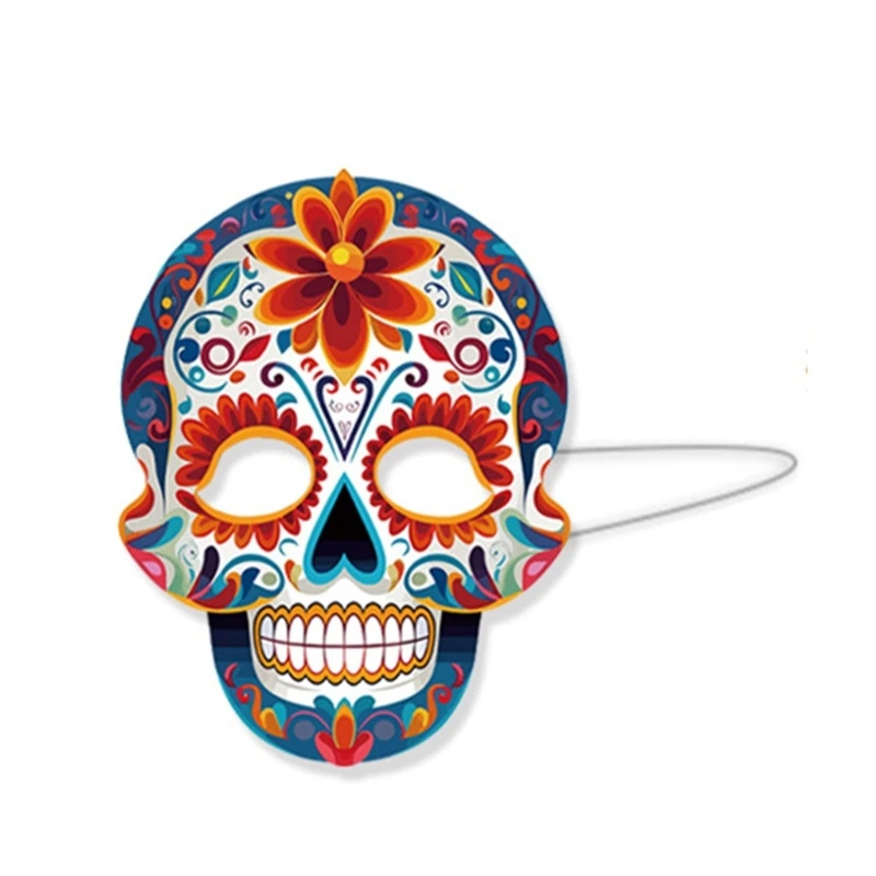 6Pcs Halloween Masks Party Masks Prop Mexicans Costume Scary Day of the Dead Skull Adult Cosplays Masquerade Props