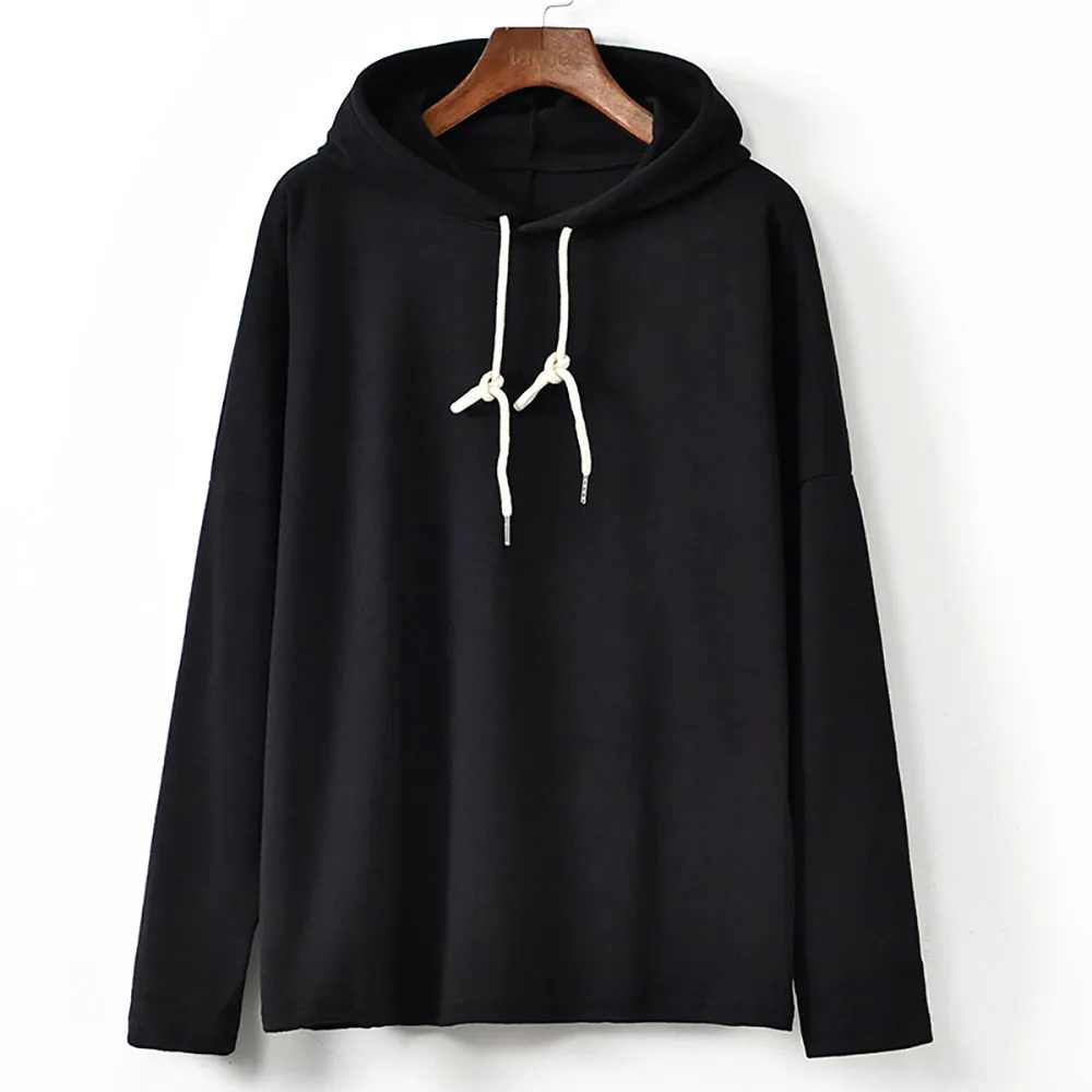 

Fashion Women Casual Hooded Pullover Hoodie Unisex Harajuku Solid Color Sweatshirt Japanese All-matched Autumn Basic Tops