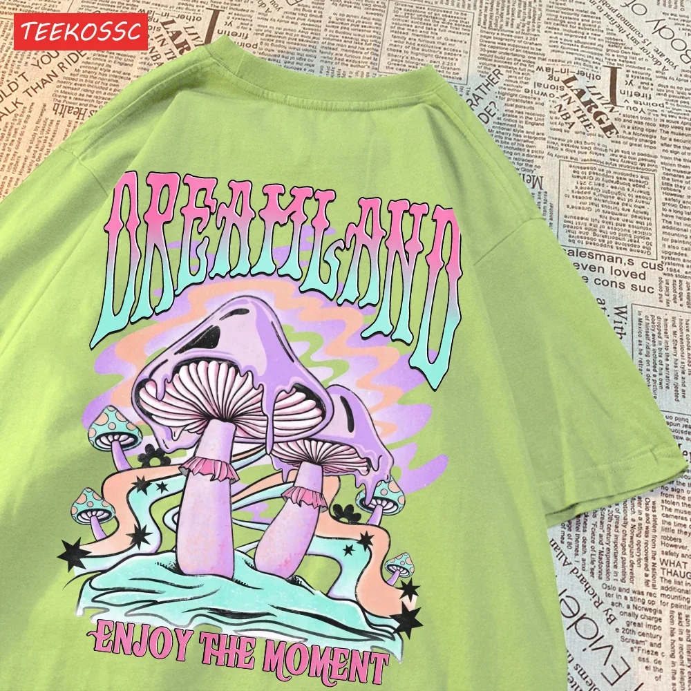 

Женские хлопковые футболки в уличном стиле Dreamland, с коротким рукавом и принтом, мягкие дышащие футболки большого размера, модная женская одежда