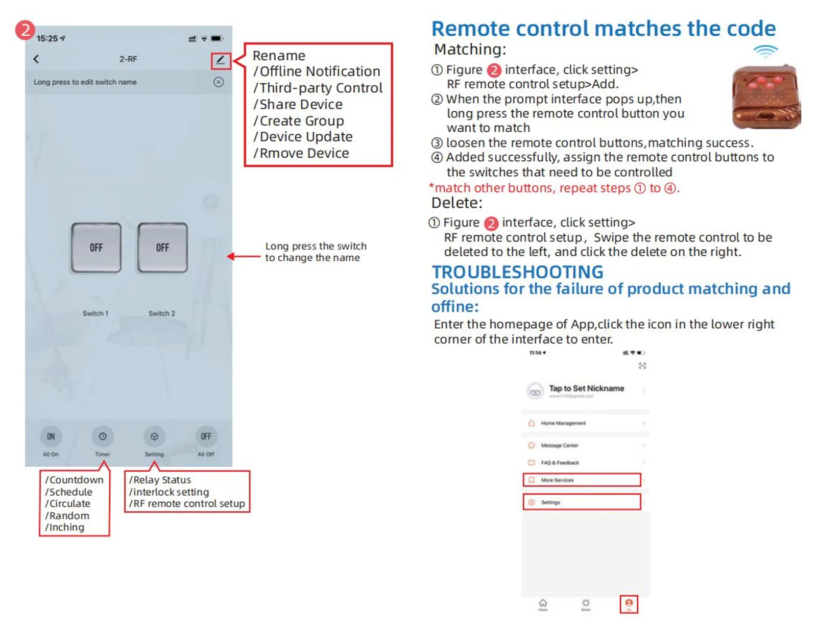 Tuya Smart Life WiFi Switch 90-250V Dry Contact Relay InterLock/ Selflock/ Momen