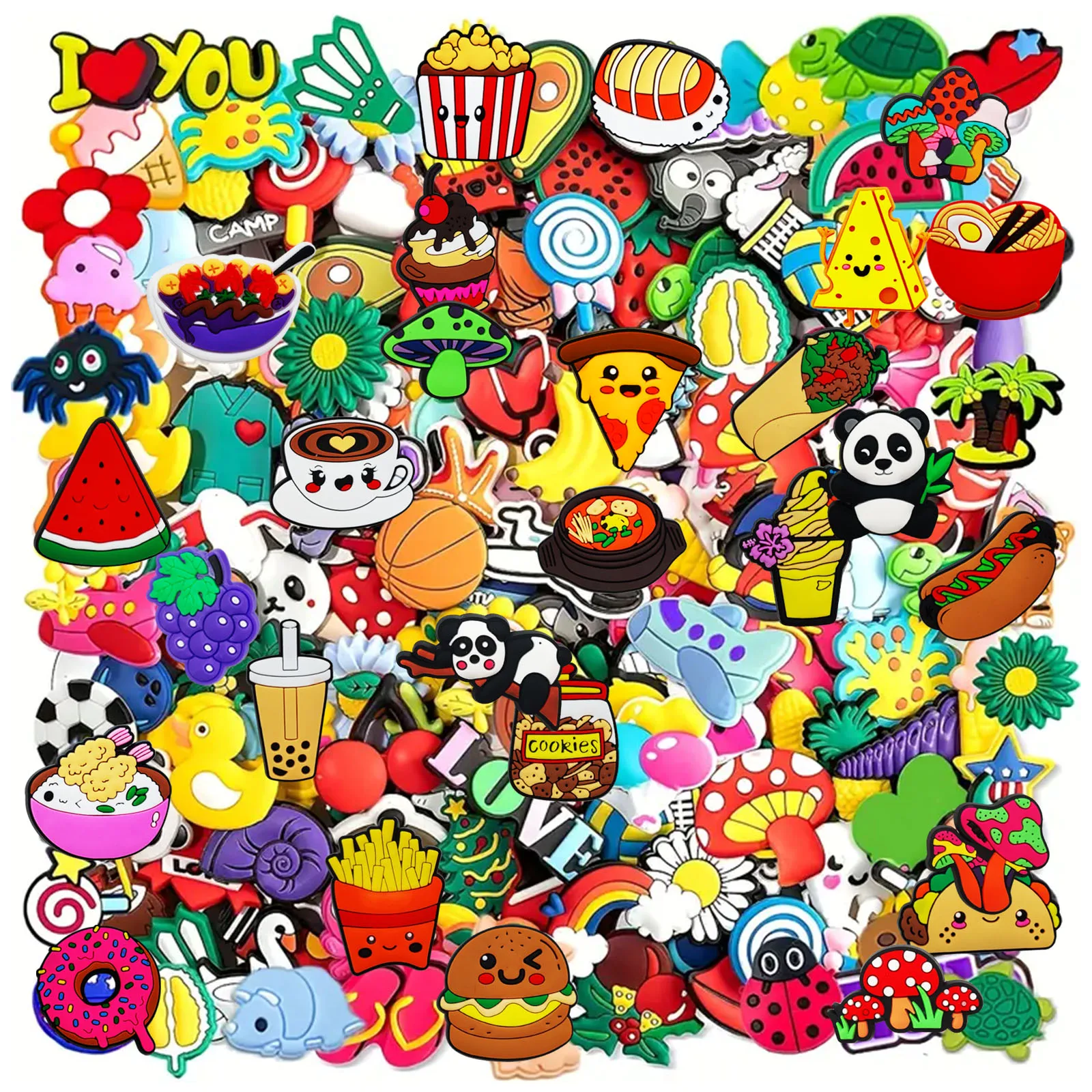 10/30/50/100Pcs Assorted Varieties PVC Shoe Charms Decorations Sandals