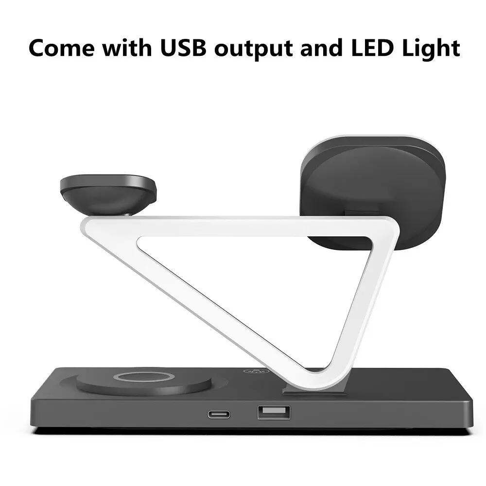 5 In 1 Magnetic Wireless Charger Stand Pad Light for iPhone 14 13 12 X Samsung Apple Galaxy Watch 15W Fast Charging Dock Station magnetic wireless charger