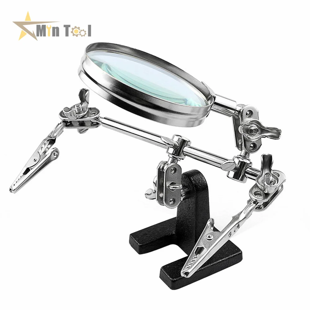 

Welding Solder Magnifying Glass with LED Light 3X 4.5X 25X Lens Auxiliary Clip Loupe Desktop Magnifier Third Hand Tool