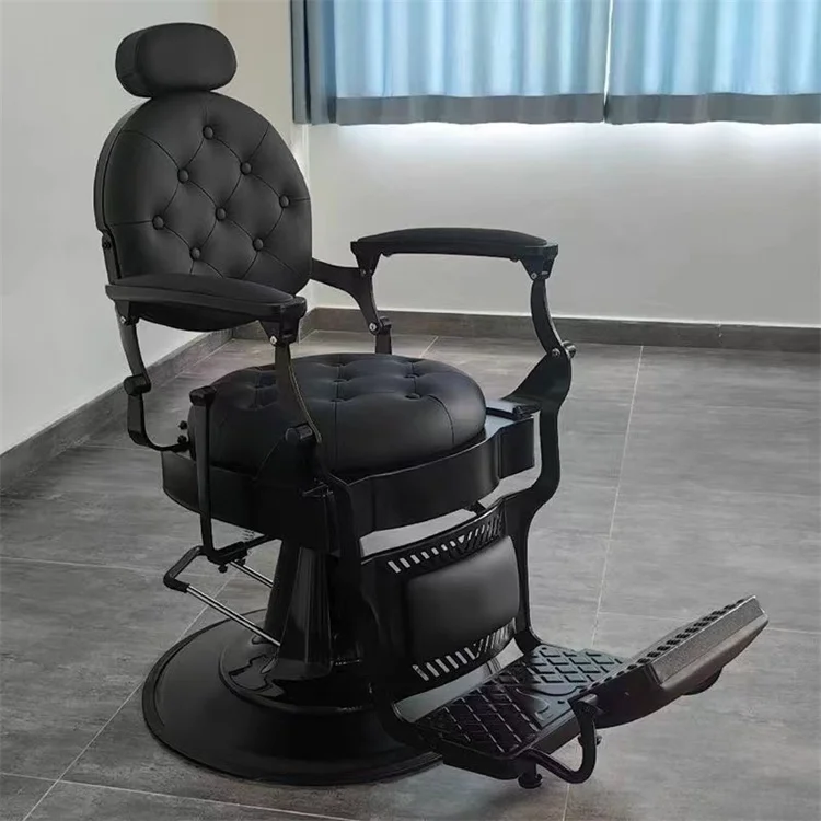 Heavy Duty Barber Chair Black Hair Salon Chair Mobile Barber Chair