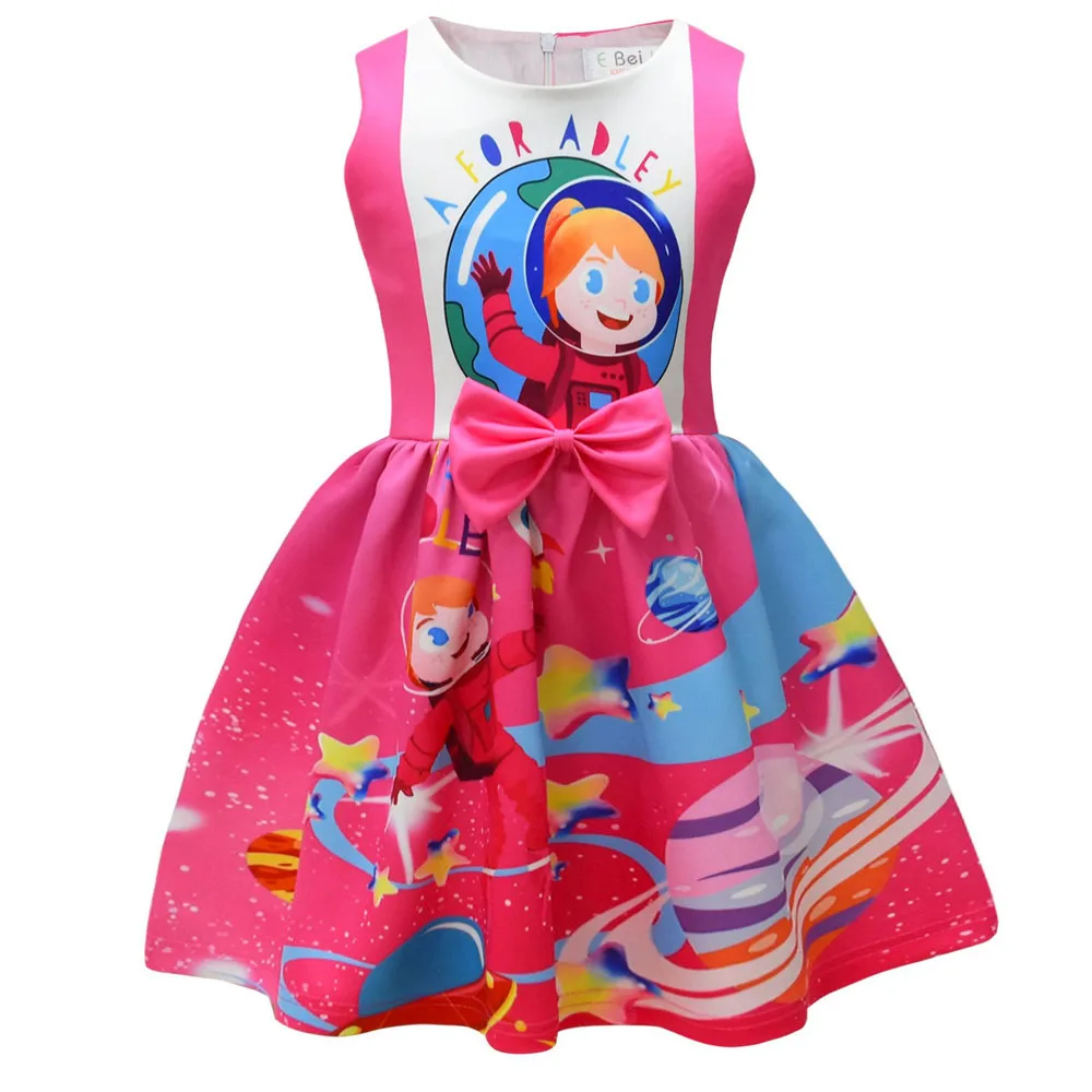 Bambini A Per Adley Princess Dress Summer Casual Girls Summer Senza Maniche Bow Dress Bambini Carnival Wedding Birthday Party Dress