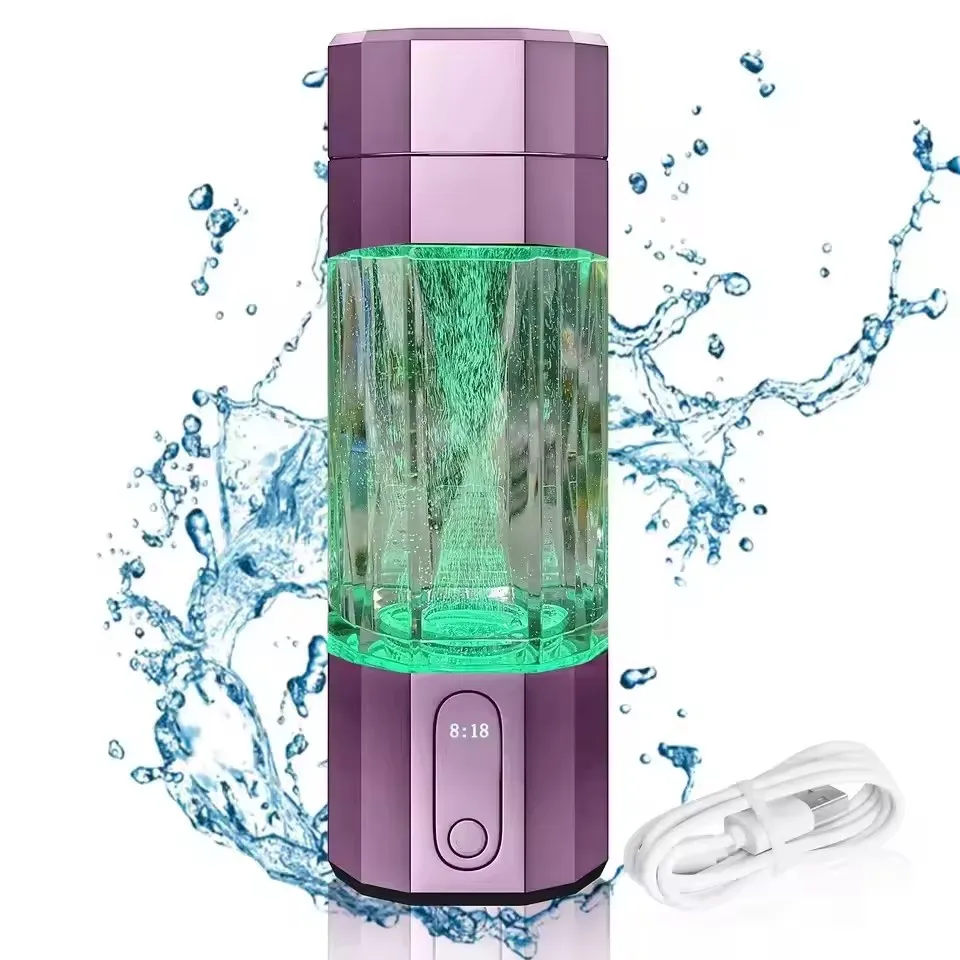 New Upgrade 10000PPB Hydrogen Water Bottle Seven Colorful Light Hydrogen Water Generator with Pressure Relief Valve