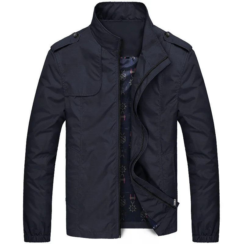 thumbnail image 1 of Gabardina de primavera para hombre, chaquetas impermeables de primavera y otoño para hombre, chaqueta informal ajustada con cuello alto, cortavientos, chaqueta de acampada, ropa, 1 of 5