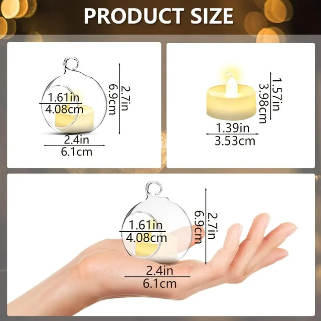 6/12 Pcs Hanging Tealight Candle Hoder Glass Globes Wedding Party Tree Decoration, Globe Ornament for Air Plant 2