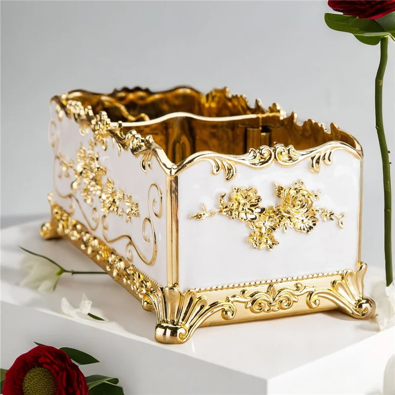 1Pcs Victorian Decor Facial Tissue Box Holder Cover Bathroom Office, Silver Plastic Tissue Holder 3