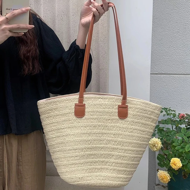 Braided Basket Beach Bag