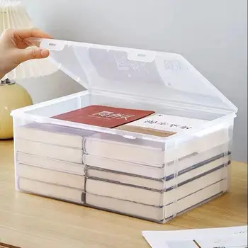 Scatola di immagazzinaggio in plastica per ufficio Custodia di carta trasparente di grande capacità Scatola di documenti per organizzazione di archiviazione desktop