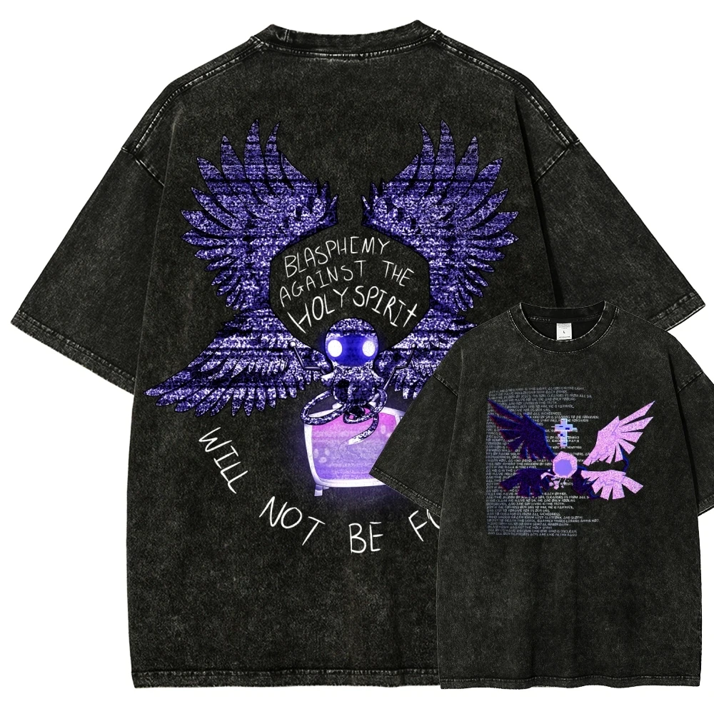 The Binding of Isaac Indie Washed T-Shirt, übergroß, Unisex, Retro-Mode, Streetwear, lässig, klassisch, locker, Streetwear, trendig
