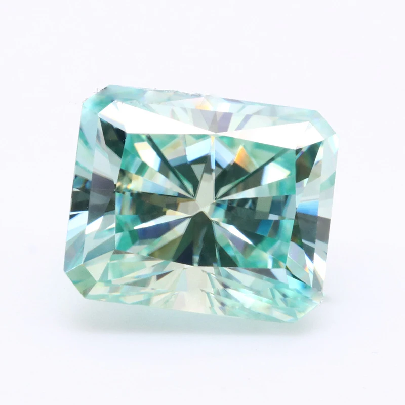 

0.4-3ct Blue Green Color Radiant Cut Moissanite Loose Stones High Quality VVS1 Geometric Moissanite Diamond Bead with Gra