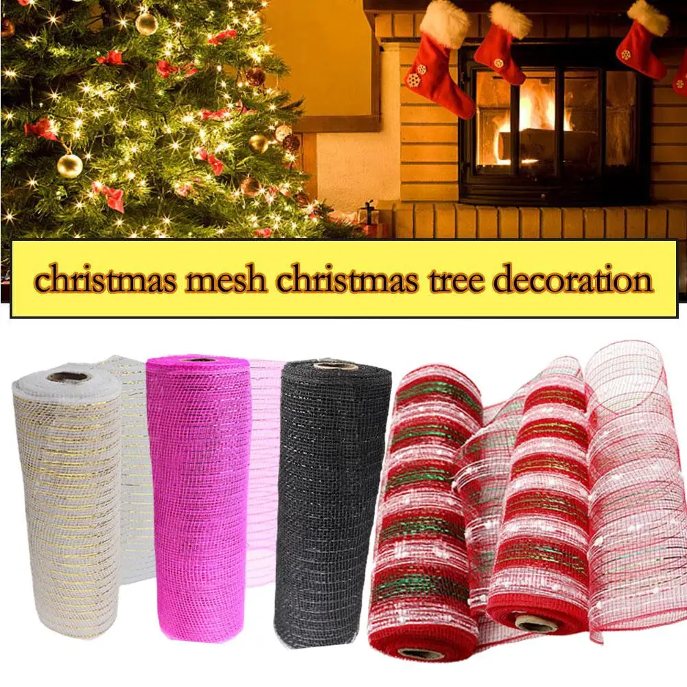 

Christmas DIY Wreath Plastic Mesh DIY Xmas Tree Ribbon Reusable Decoration 10*30in Waterproof Lighweight Flexible 1 Roll Du I5Y1