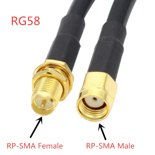RG58 Cable 50 Ohm RP-SMA/SMA Male to SMA Male & Female connector Coaxial Extension Jumper Cable