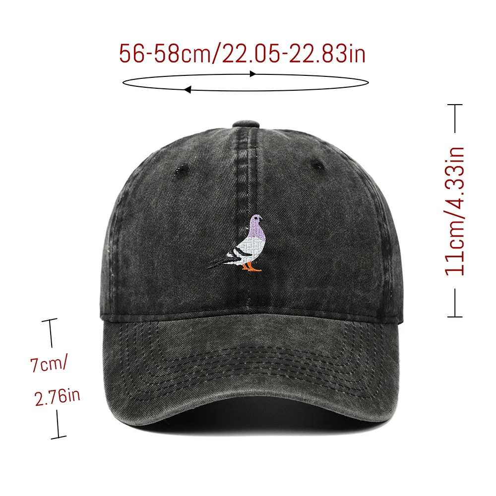 Unisex bestickte Tauben-Baseballkappe, Sonnenschutz, gewaschen, Outdoor-Sportmütze für Männer und Frauen, lässig – Detail 3