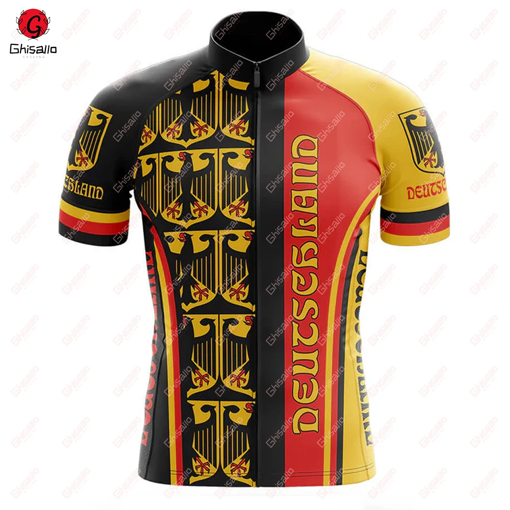Germany Cycling Jersey for Men Breathable Short Sleeve Bib Shorts Durable 20D Gel Pad Mountain Bicycle Clothing V1