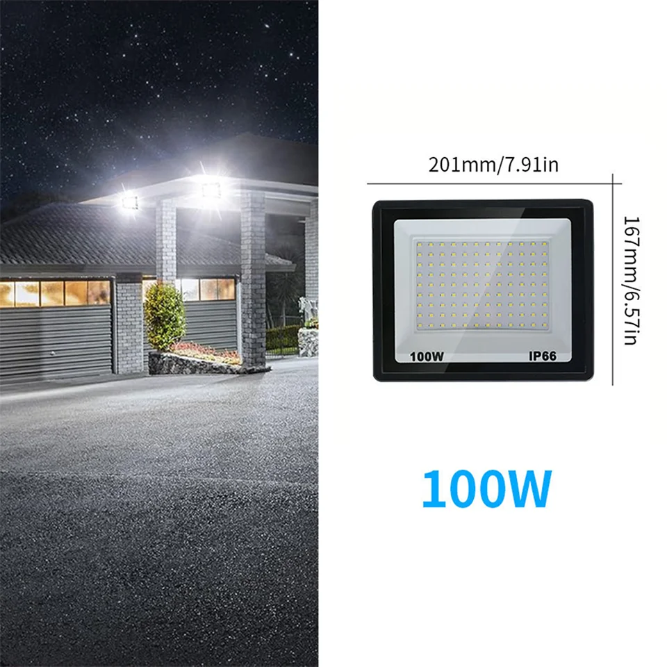 thumbnail image 1 of Foco LED AC220V 110V 10-300W IP66 resistente al agua para exteriores, pared, jardín, reflector LED, farola, luces de pared, 1 of 5