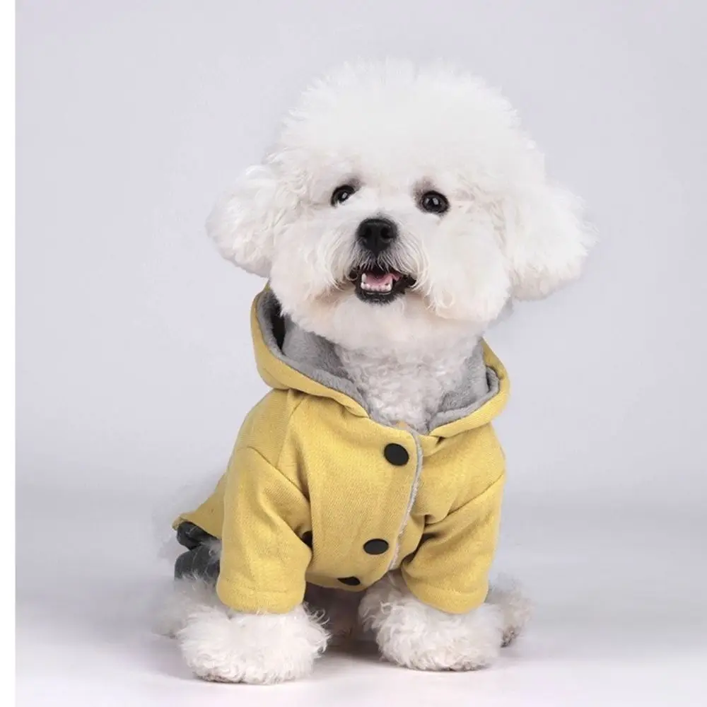 컬러 블록킹 두꺼운 네발개옷 부드럽고 따뜻한 강아지 겨울 코트 모자 포함 편안한 강아지 면 자켓 겨울