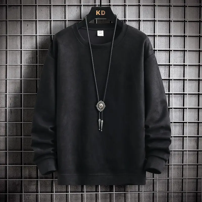 Fashion O-Neck Loose Casual Solid Color Sweatshirts Mens Clothing 2023 Autumn Winter Oversized Korean Tops All-match Sweatshirts