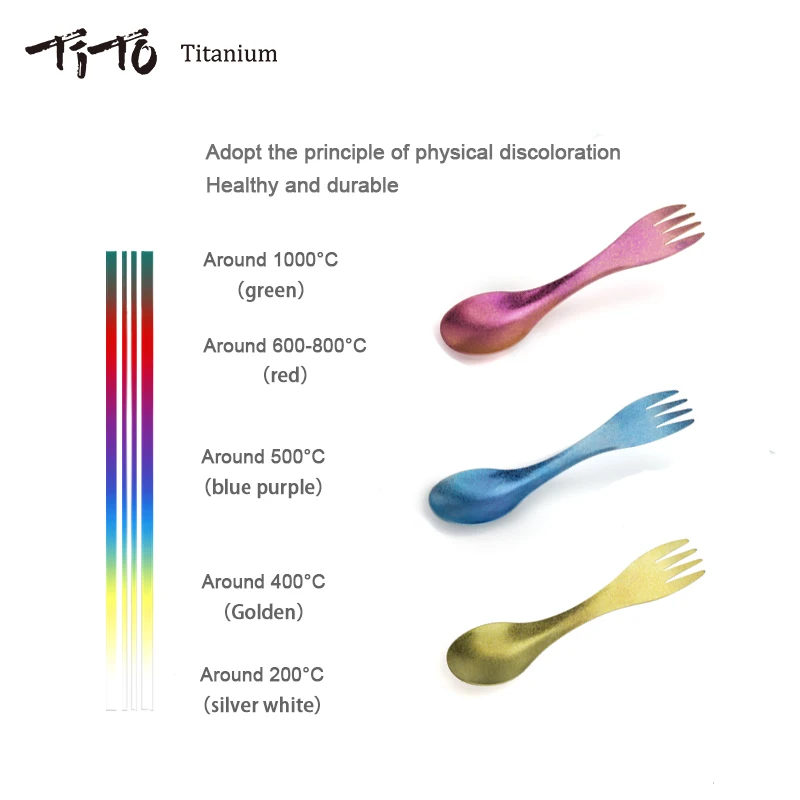 Tito Titanium Spork Lepel Ultralight Cookware Portable Voor Outdoor Camping Picknick Accessoires Wandelen Reizen 2in1 Servies