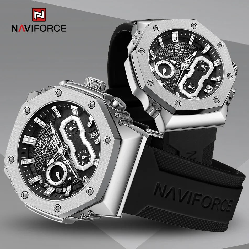 NAVIFORCE Lover's Watches for Men and Women Silicone Strap Casual Quartz Wristwatch Chronograph Waterproof Couple Clock 2023 New