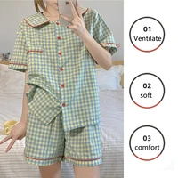 Three-Piece Set Ladies Pajamas Set Short-Sleeved Plaid Senior Sense Cardigan Home Wear Simple Christmas Girl Sleepwear Winter - Image 4