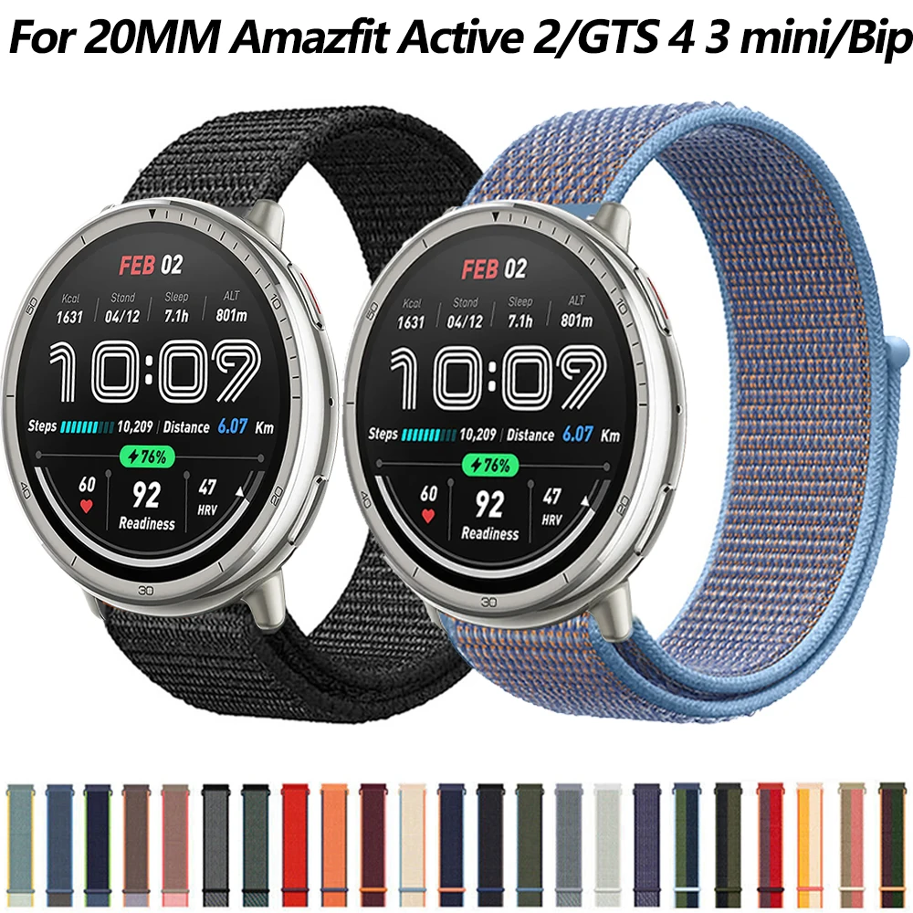 Breathable 20mm Nylon Loop Smart Watch Wristband