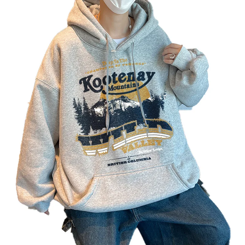 Heavyweight hooded men's sweaters autumn new trendy brand letter printed cotton outerwear loose size  wholesale