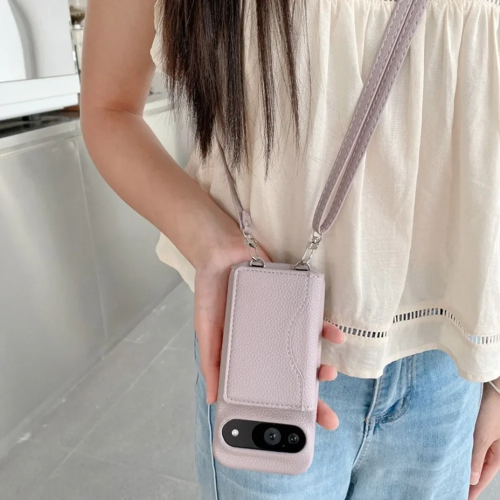 Stylish Crossbody Rope Wallet with Card Slots and Protective PU Leather Phone Case
